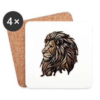 Motif de lion royal - Dessous de verre (lot de 4) - blanc - Devant