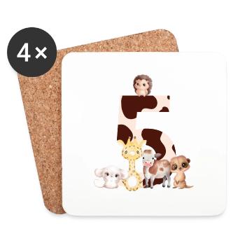5th Anniversary - Fifth Anniversary Animals - Coasters (set of 4) - white - Front