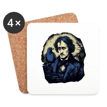 The Raven with Edgar Allan Poe - Coasters (set of 4) - white - Front