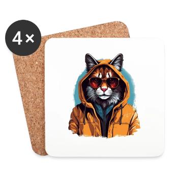Style de rue lynx | Amoureux du lynx - Dessous de verre (lot de 4) - blanc - Devant