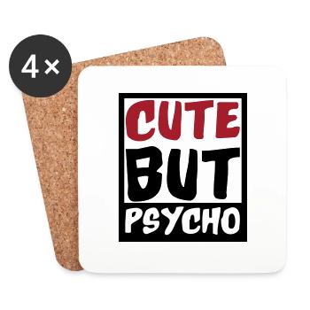 Cute but Psycho | Colors changeable - Coasters (set of 4) - white - Front
