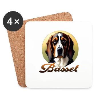Basset Hound - Untersetzer (4er-Set) - Weiß - Vorne