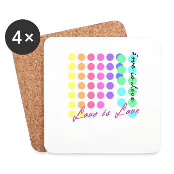love is love,LGBT,Regenbogen,bunt,Punkte - Untersetzer (4er-Set) - Weiß - Vorne