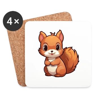 Eichhörnchen Kawaii - Untersetzer (4er-Set) - Weiß - Vorne