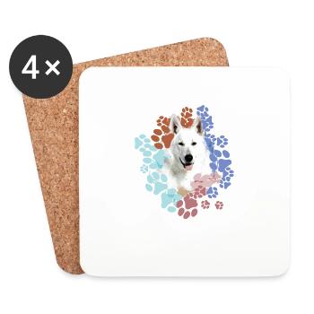 White Shepherd, German Shepherd, Paws, Print - Coasters (set of 4) - white - Front