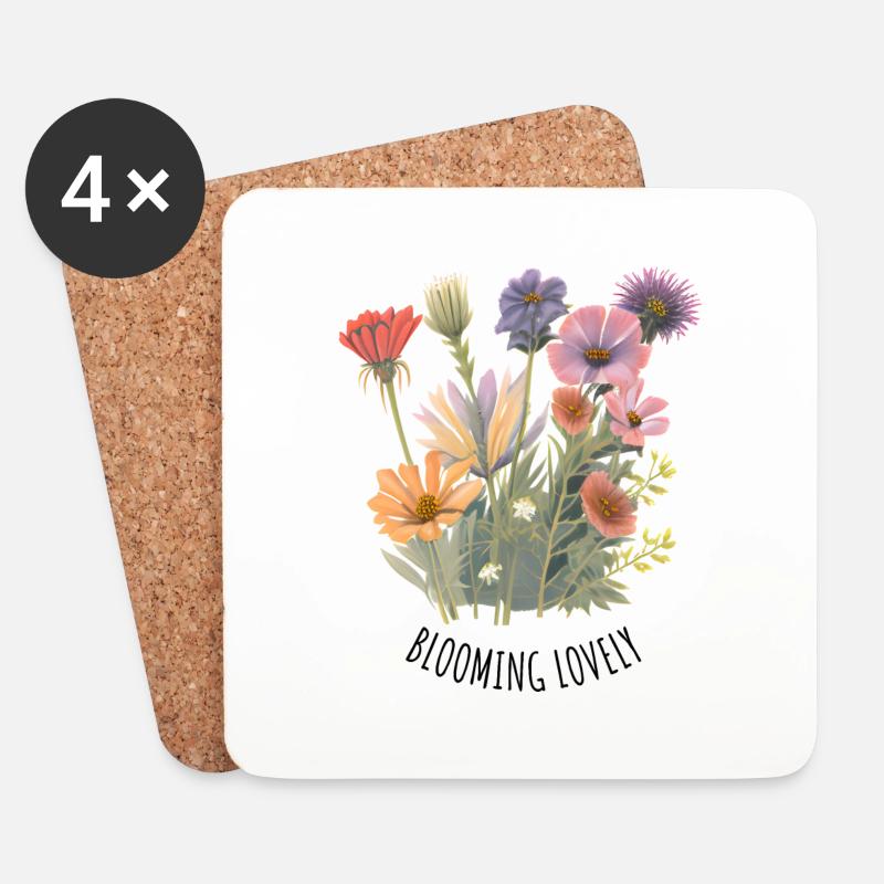 Blühende schöne schöne Blumen ästhetische Geschenke - Untersetzer (4er-Set) - Weiß
