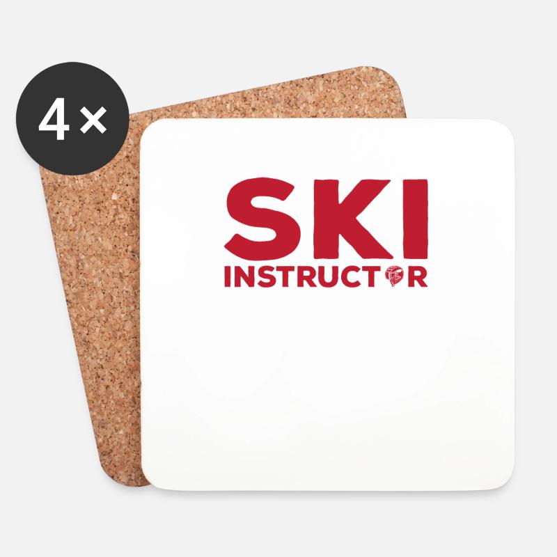 Skilehrer - Untersetzer (4er-Set) - Weiß