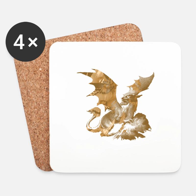 drache ,gold,malerei,graffiti,aquarell - Untersetzer (4er-Set) - Weiß