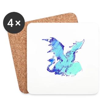 Dragon ,Contour,Peinture,Graffiti,Aquarelle - Dessous de verre (lot de 4) - blanc - Devant