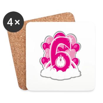 Sechster Geburtstag in Pink mit Eisbär. - Untersetzer (4er-Set) - Weiß - Vorne