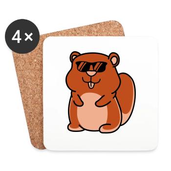 Hamster cool - Dessous de verre (lot de 4) - blanc - Devant
