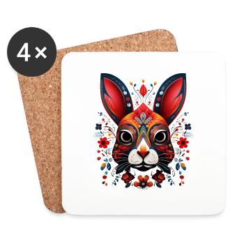Adorable rabbit hygge style bunny colorful colored - Coasters (set of 4) - white - Front