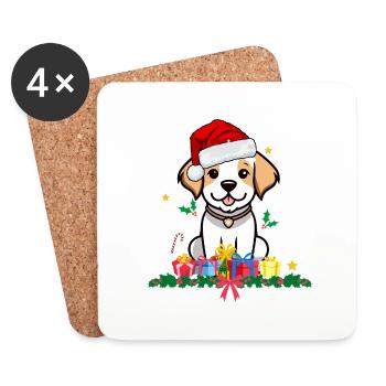 Hund Weihnachten. Weihnachtsgeschenk - Untersetzer (4er-Set) - Weiß - Vorne