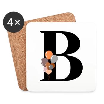 Buchstabe b Geburtstagsballon - Untersetzer (4er-Set) - Weiß - Vorne