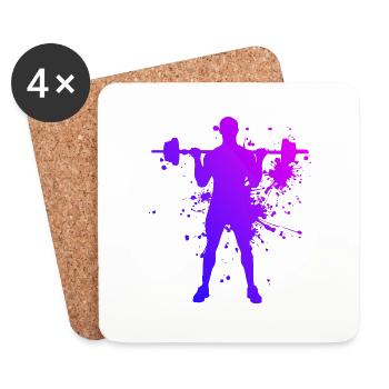 Fitness Endurance Training Mens Weightlifting - Coasters (set of 4) - white - Front
