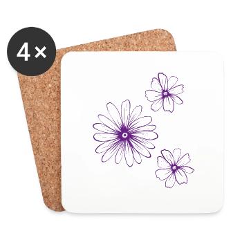 Blumen - Untersetzer (4er-Set) - Weiß - Vorne