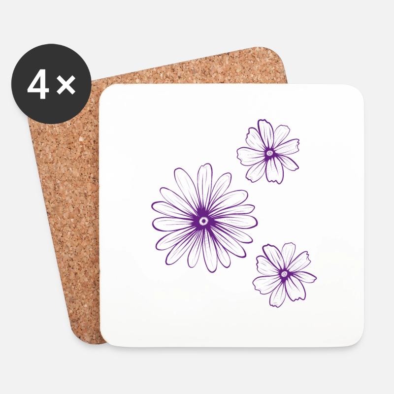 Blumen - Untersetzer (4er-Set) - Weiß