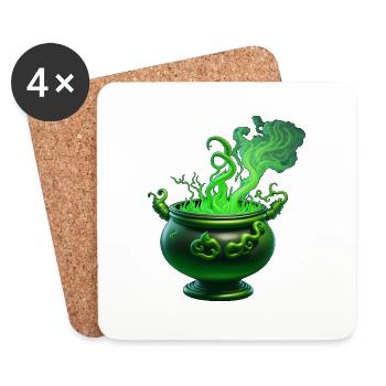 Chaudron de sorcière - Dessous de verre (lot de 4) - blanc - Devant