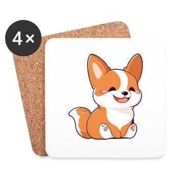 Was geht Corgi - Untersetzer (4er-Set) - Weiß - Vorne