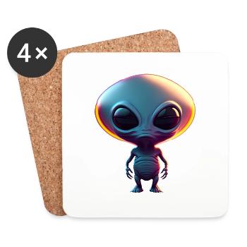 Joyeux Halloween mignon extraterrestre effrayant drôle effrayant - Dessous de verre (lot de 4) - blanc - Devant