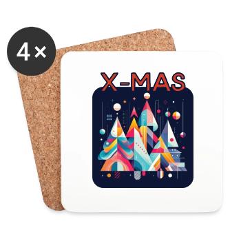 Merry X-Mas - Untersetzer (4er-Set) - Weiß - Vorne