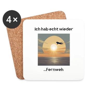 Print- Sommer Urlaub Fernweh Strand - Untersetzer (4er-Set) - Weiß - Vorne