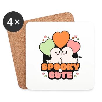 Gruseliges Oktober Niedliches Halloween Geist - Untersetzer (4er-Set) - Weiß - Vorne