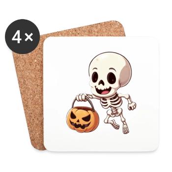 Halloween Happy Skeleton - Coasters (set of 4) - white - Front