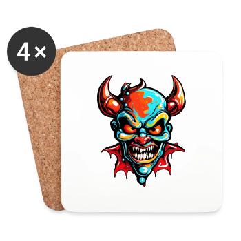Diable / Enfer / Horreur / Diabolique / Mal - Dessous de verre (lot de 4) - blanc - Devant