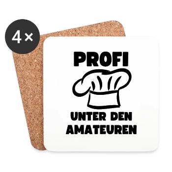 Profi Hobby Koch Amateur Kochen Küche Kochmütze - Untersetzer (4er-Set) - Weiß - Vorne