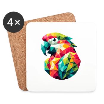 Papagei // parrot - Untersetzer (4er-Set) - Weiß - Vorne