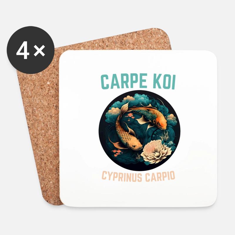 Koi-Karpfen - Untersetzer (4er-Set) - Weiß