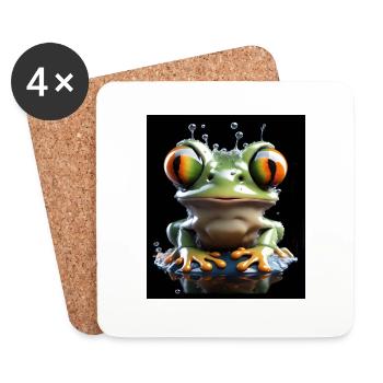 Grenouille #1 - Dessous de verre (lot de 4) - blanc - Devant