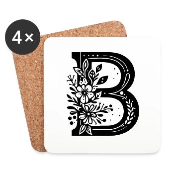 Buchstabe B Floral - Untersetzer (4er-Set) - Weiß - Vorne