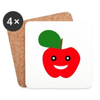 Visage de pomme - Dessous de verre (lot de 4) - blanc - Devant