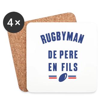 Rugbyman de père en fils - Dessous de verre (lot de 4) - blanc - Devant