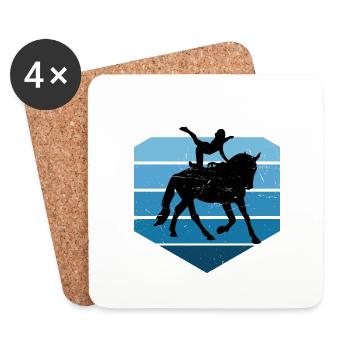 Saut en équipe, performance du cheval, exercices d’équilibre - Dessous de verre (lot de 4) - blanc - Devant