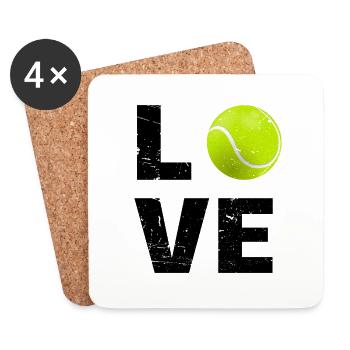 Tennis amour - Dessous de verre (lot de 4) - blanc - Devant