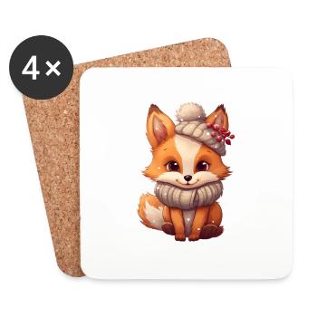 cute vixen winter/christmas - Coasters (set of 4) - white - Front