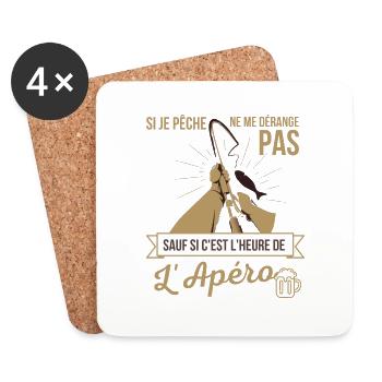 tee-shirt humoristique pour ceux qui aime la pêche - Dessous de verre (lot de 4) - blanc - Devant