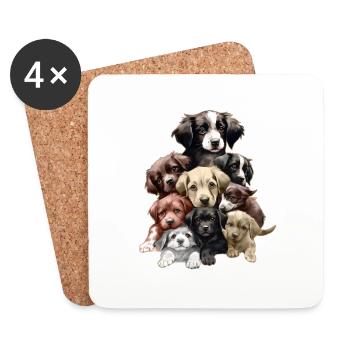Lustige Hunde - Untersetzer (4er-Set) - Weiß - Vorne
