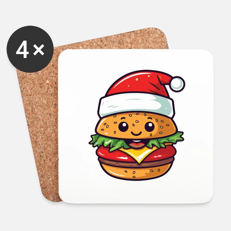Burger Weihnachten Comic - Untersetzer (4er-Set) - Weiß