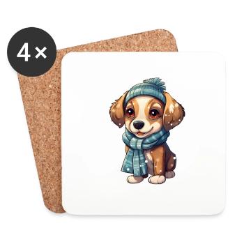 Winter Woof in the Snow - Coasters (set of 4) - white - Front