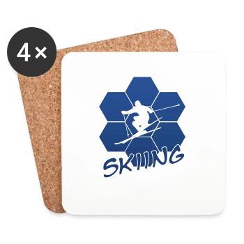 Skiing Skifahren Ski - Untersetzer (4er-Set) - Weiß - Vorne