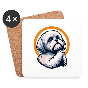 Cher Dieu Shih Tzu Prier - Dessous de verre (lot de 4) - blanc - Devant