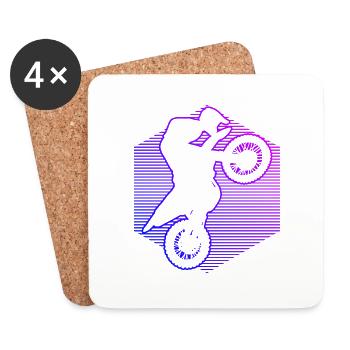 Women's Dirt Biker Freestyle Motocross Supermoto - Coasters (set of 4) - white - Front