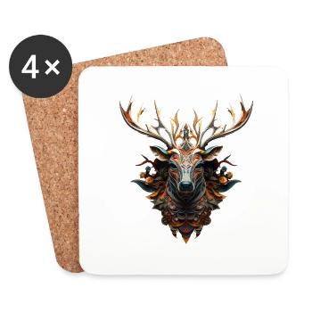 Cerf, pouvoir, animal, costume traditionnel, village, festival, village - Dessous de verre (lot de 4) - blanc - Devant