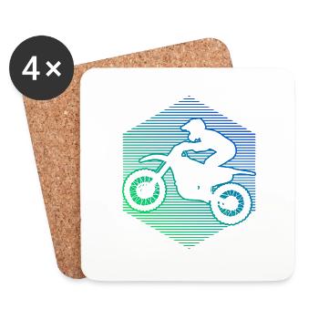 Dirtbike Freestyle Motocross Dirt Bike Dirt Biker - Coasters (set of 4) - white - Front
