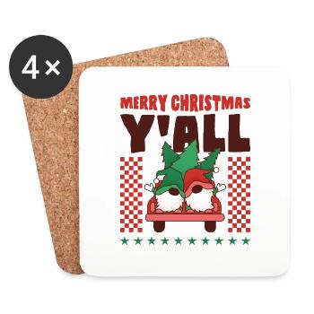 Merry Christmas Y All - Coasters (set of 4) - white - Front