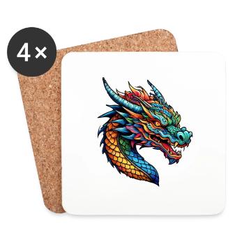 Asiatischer Drache - Japan - Chinesisch - Untersetzer (4er-Set) - Weiß - Vorne